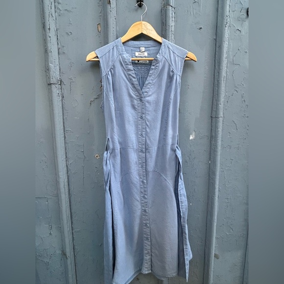 Malvin Blue Linen Midi Dress, Small - Picture 4 of 9